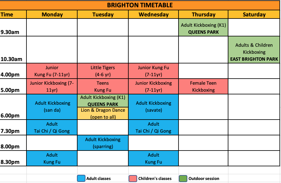 Brighton timetable